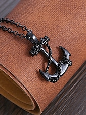 economico Gioielli da uomo-collana con ciondolo a forma di ancora da uomo - gioielli di moda in stile nautico per occasioni casual e formali