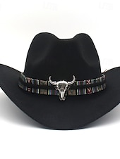 cheap Fedora Hat-Men&#039;s Kentucky Derby Hat Sun Hat Cowboy Hat Fedora Trilby Hat Black Red Cotton / Polyester Blend Vintage Style Fashion 18th Century State of Texas Daily Theme Party Solid / Plain Color Sunscreen