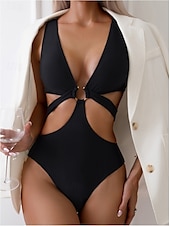olcso Bikiniszettek-Női Fürdőruha Egy darab Fürdőruha Elegáns Sima Ujjatlan Fürdőruhák
