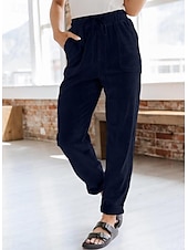 cheap Pants-Women&#039;s Sweatpants Chinos Fashion Streetwear Full Length Medium Waist Plain Pocket Comfy Soft Comfortable Micro-elastic Outdoor Street Dark Brown Black Deep Blue Khaki Spring &amp;  Fall Loose Fit