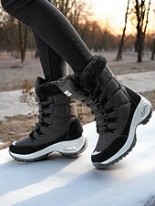 baratos Botas de neve e inverno-botas de neve de inverno impermeáveis femininas com forro de pelúcia quente e sola antiderrapante – ideais para atividades ao ar livre em clima frio