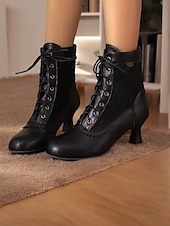 cheap 1930s-Women&#039;s Brown Lace-Up Victorian Ankle Boots with Lace Design and Kitten Heel – Vintage Style for Cosplay or Everyday Wear