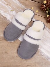 economico Ciabatte e infradito da donna-pantofole da donna con fodera in pelliccia sintetica e finitura scamosciata – calde scarpe da interno per il comfort invernale