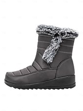 baratos Botas de neve e inverno-botas de neve femininas de inverno azul marinho com forro de pele sintética – botas quentes à prova d&#039;água e antiderrapantes