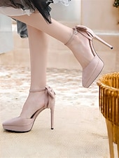 ieftine Formal-Tocuri stiletto cu platforma eleganta de dama cu bareta la glezna si accent cu fundita - perfecte pentru evenimente formale