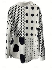 economico Top a Righe e Geometrici per Donne-Per donna Camicia Geometrico Casual Manica Lunga Colletto a Camicia Top Regolari Lavoro Bottoni Stampato Nero Primavera Autunno Inverno