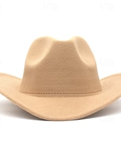 cheap Fedora Hat-Men&#039;s Kentucky Derby Hat Sun Hat Cowboy Hat Fedora Trilby Hat Black Red Woolen Vintage Style Fashion 18th Century State of Texas Daily Theme Party Solid / Plain Color Sunscreen Cosplay
