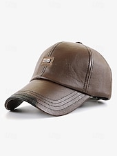 billige Herrehatter-baseballcaps i imitert skinn for menn - stilig justerbar utendørslue for et uformelt og sporty utseende