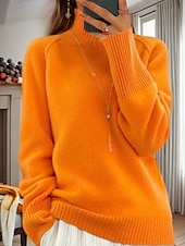 cheap Pullovers &amp; Tops-Women&#039;s Sweater Pullover Sweater Jumper Turtleneck Knit Knitted Raglan Sleeves Spring Fall Home Daily Holiday Daily Casual Soft Long Sleeve Pure Color White Light Green