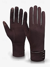 preiswerte Accessoires für Damen-Schwarze Touchscreen-Winterhandschuhe für Damen mit Knopfmanschette – warme und stylische SMS-Handschuhe für kaltes Wetter