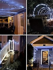 お買い得  太陽光発電-50m-500LED/100m-1000LED 屋外用高輝度銅線ライトストリング 大型ソーラーパネル 中庭の軒先 クリスマスツリー バルコニー フェンス 聖なる祭りの雰囲気 装飾用ライトストリング