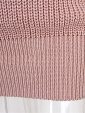 billiga Stickade klänningar-Dam Tröja klänning Ledigt Mjukt Ensfärgat Ribbad Rund hals Ficka Stickat Kall axel Långärmad Långa toppar Sticka Utomhus Dagligen Helgen Vit Rodnande Rosa Höst Vinter