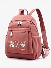 tanie Plecaki Fashion-damski plecak z haftem kwiatowym – swobodny płócienny design z wieloma kieszeniami, idealny do podróży i codziennego użytku