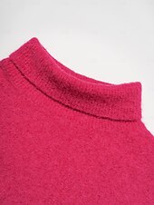preiswerte Damenpullover-Rollkragenpullover aus Rippstrick mit Wollmischung, überschnittenen Schultern und Fledermausärmeln