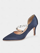 preiswerte Formell-Damen-Pumps aus Satin mit Strasssteinen verziert – elegante Pumps mit spitzer Spitze für formelle Anlässe und Hochzeiten