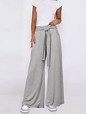 economico Pantaloni-Per donna A zampa Chino Di tendenza Lunghezza intera Vita alta Liscio Tasche Cinturino elastico comodo Morbido Comodo Media elasticità Esterno Strada Cachi Verde militare Grigio Autunno Morbido