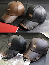 billige Herrehatter-baseballcaps i imitert skinn for menn - stilig justerbar utendørslue for et uformelt og sporty utseende