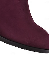 preiswerte Modische Stiefel-Burgunderfarbene Overknee-Stiefel für Damen mit Blockabsatz und Schnürdetail – stylische hohe Stiefel für Herbst- und Winter-Outfits