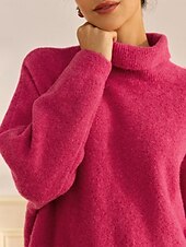 preiswerte Damenpullover-Rollkragenpullover aus Rippstrick mit Wollmischung, überschnittenen Schultern und Fledermausärmeln