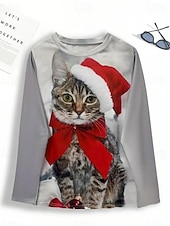 tanie Bożonarodzeniowe szczyty-Koszula T dla kobiet Choinka Okrągły dekolt Czerwony Świąteczny Okazjonalny Wyjściowy wygodny rozmiar topów dostępnych Przedwiosna