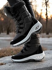 baratos Botas de neve e inverno-botas de neve de inverno impermeáveis femininas com forro de pelúcia quente e sola antiderrapante – ideais para atividades ao ar livre em clima frio