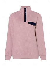 voordelige Textured Hoodies en Sweatshirts-dames sweatshirt casual effen dagelijks gebruik coltrui knopen lange mouw zwart roze grijs herfst winter