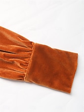 billige Dressy topper-Dame Skjorte Bluse Helfarge Fritid Langermet Cowl-hals Vanlige topper Daglig Brun Høst Vinter
