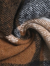 baratos Colete-Mulheres Colete Ao ar livre Rua Roupa Diária Outono Inverno Longo Casaco Normal Térmico / Quente Respirável à moda Casual Casaco Sem Manga Listras e xadrez Com bolsos Imprimir Laranja Verde Cáqui