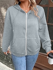 tanie kurtka z kapturem-Damskie Zwykła kurtka Kurtka z kapturem Na zewnątrz Ulica Dzienne zużycie Jesień Zima Regularny Płaszcz Regularny Keep Warm Oddychający Elegancki Codzienny Kurtki Długi rękaw Równina Z kieszeniami