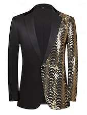 cheap Party Blazer-Men&#039;s Blazer Jacket Tuxedo Party Sparkle Striped Blazer Red Blue Gold Standard Fit Single Breasted One-button