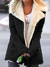 billige Uformell Parka-Dame Fleece-jakke Teddyfrakk Hold Varm Pustende Glidelås Lomme Fleece Lined Fritid عادي Feriereise Gate Dagligdagstøy Ut på byen Enkeltkneppet Normal Aftæpning Normal Langermet Yttertøy Svart Rosa Blå