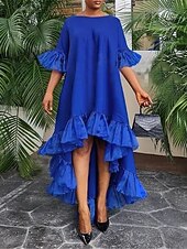 Women's Midi Dress Black Dress Casual Dress Cocktail Dress Formal Dress Casual Sports & Outdoor Street Regular Fit Plain 3/4 Length Sleeve Crew Neck Black White Yellow Blue Fall Winter 11