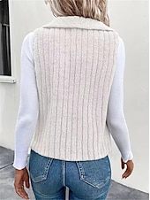 billige Vest-Dame Fleecevest Hold Varm Pustende Fleece Lined Fritid عادي Feriereise Gate Dagligdagstøy Ut på byen Åpen Forside Normal Aftæpning Normal Ermeløs Yttertøy Hvit Kakifarget Grå Høst Vinter