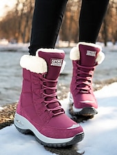 baratos Botas de neve e inverno-botas de neve de inverno impermeáveis femininas com forro de pelúcia quente e sola antiderrapante – ideais para atividades ao ar livre em clima frio
