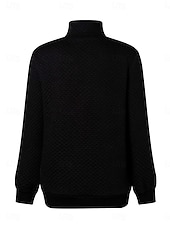voordelige Textured Hoodies en Sweatshirts-dames sweatshirt casual effen dagelijks gebruik coltrui knopen lange mouw zwart roze grijs herfst winter
