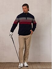 cheap Men&#039;s Golf Clothing-Men&#039;s Sweater Black Navy Blue Green Long Sleeve Thermal Warm Top Color Block Fall Winter Golf Attire Clothes Outfits Wear Apparel