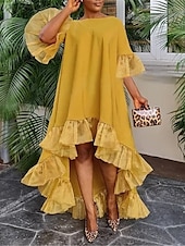 Women's Midi Dress Black Dress Casual Dress Cocktail Dress Formal Dress Casual Sports & Outdoor Street Regular Fit Plain 3/4 Length Sleeve Crew Neck Black White Yellow Blue Fall Winter 12