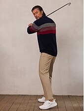 cheap Men&#039;s Golf Clothing-Men&#039;s Sweater Black Navy Blue Green Long Sleeve Thermal Warm Top Color Block Fall Winter Golf Attire Clothes Outfits Wear Apparel