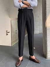 levne Štíhlý-Pánské Oblekové Kalhoty Oblek Kalhoty Kalhoty Gurkha Hight Rise Bez vzoru Pohodlné Prodyšné Svatební Venkovní Denní Elegantní Vinobraní Černá Bílá