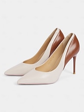 olcso Stiletto sarkú cipők-női kéttónusú tűsarkú – elegáns hegyes orrú pumpák irodai és hivatalos rendezvényekre