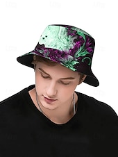 economico Cappelli da uomo-cappello da pescatore con stampa artistica da uomo con motivo floreale astratto blu e oro – cappello da sole da esterno elegante e unico per tutte le stagioni