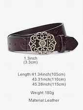 levne Dámský pásek-dámský červený kožený pásek s vintage květinovou vyřezávanou sponou – doplněk ve westernovém boho stylu
