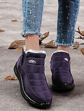 ieftine Cizme de zăpadă și iarnă-Botine de iarnă impermeabile pentru femei cu căptușeală din blană artificială – cizme izolate pentru zăpadă pentru vreme rece și activități în aer liber
