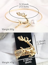 baratos Colar Feminino-conjunto de pulseira de rena dourada e gargantilha de pérolas para mulheres – joias festivas para mulheres, acessórios elegantes para festas de fim de ano