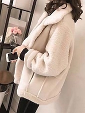 billige Puffer og Parka-Dame Fleece-jakke Teddyfrakk Hettegenser Hold Varm Pustende Knapper Lomme Fleece Lined Fritid عادي Feriereise Gate Dagligdagstøy Ut på byen Enkeltkneppet Normal Aftæpning Normal Langermet Yttertøy
