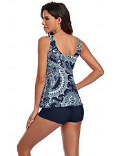 olcso Tankinik-Női Fürdőruha Tankini Fürdőruha Retro Tropikus Ujjatlan Fürdőruhák