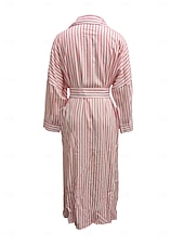 ieftine Rochii tip cămașă-rochie camasa dama dunga geometrica imprimeu nasturi decolteu in V rochie lunga maxi rochie eleganta zilnic jumatate maneca iarna