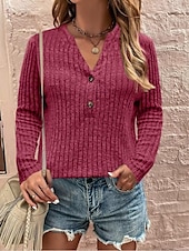 abordables Hauts Unis pour Femmes-Femme Tunique Couleur unie Mode Décontractées manche longue Col Ras du Cou Hauts réguliers du quotidien Noir Vin Marron clair Gris Printemps Automne