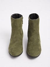 cheap Ankle Boots-Women&#039;s Casual Faux Suede Ankle Boots with Side Zipper and Low Block Heels – Comfortable Vintage Booties for Everyday Wear
