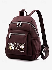 tanie Plecaki Fashion-damski plecak z haftem kwiatowym – swobodny płócienny design z wieloma kieszeniami, idealny do podróży i codziennego użytku